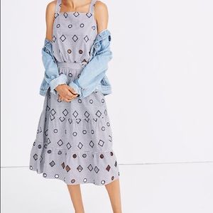 Madewell Embroidered 100% Cotton Stripe MIDI Skirt
